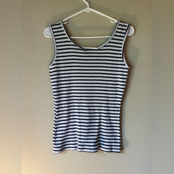 EUC Northern Reflections Blue & White Striped Tank Top - Size Small - Picture 2 of 4